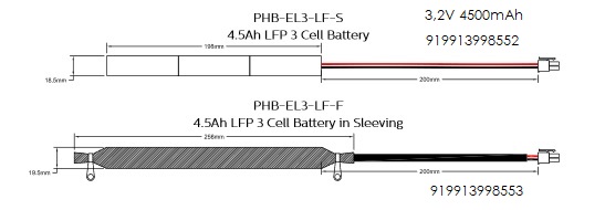 LiFeP04 Batterij Stick 3,2V 4500mAh + 820
